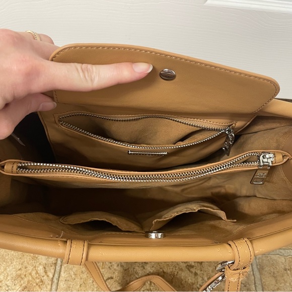 Steve Madden Tan Tote Bag with Logo Charm, Double Handles, Used - Picture 6 of 8